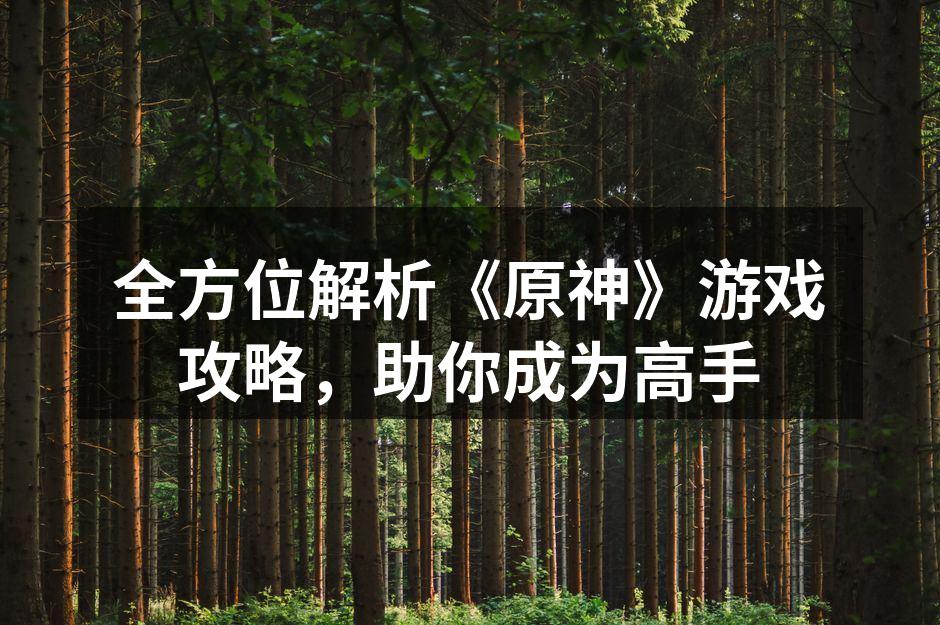 全方位解析《原神》游戏攻略，助你成为高手